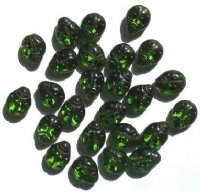 25 14mm Transparent Olivine Ladybug Beads